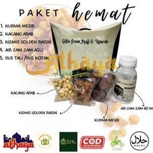 

Paket Murah Isi 50 Pcs Oleh Oleh Haji / Paket Umroh/ Souvenir Kardus Isi Air Zam Zam Kurma Kismis Kacang Arab