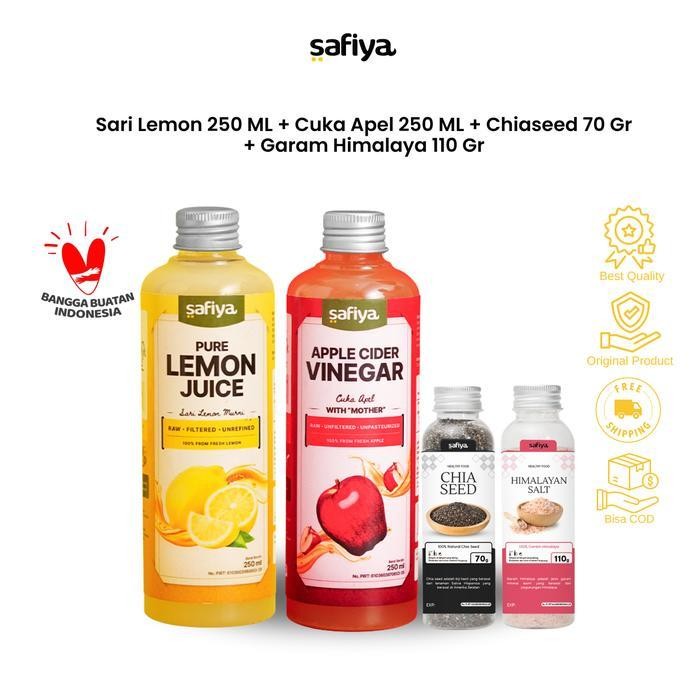 

Rps Safiya Paket 4In1 Cuka Apel 500 Ml + Sari Lemon 500 Ml + Chiaseed 70 Gr + Garam Himalaya 110 Gr