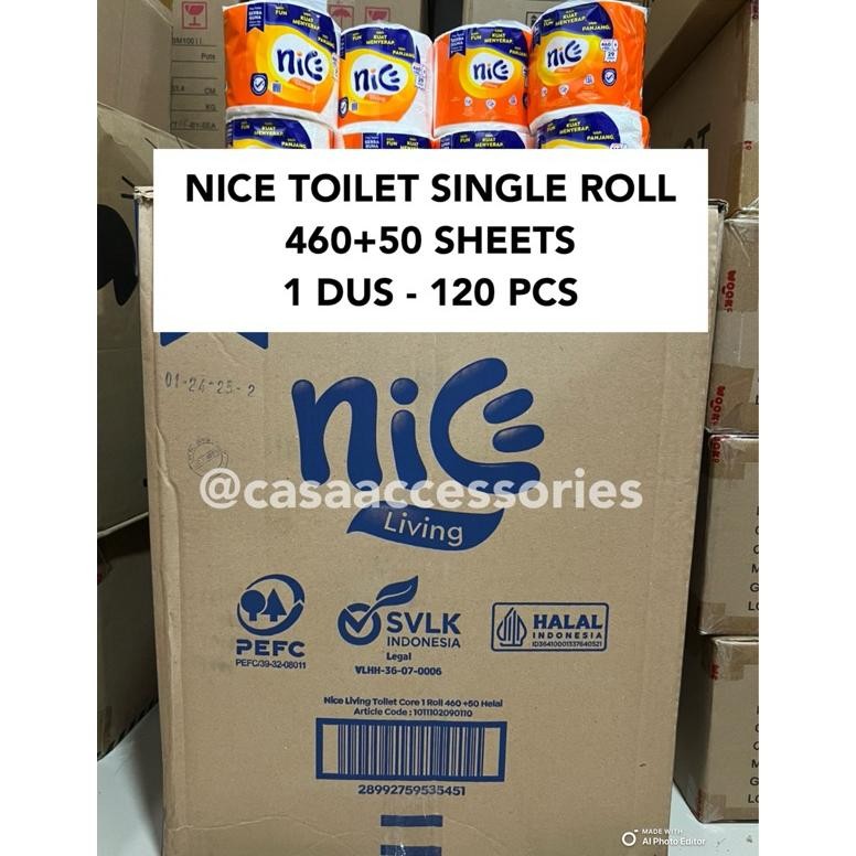 AMPUHH Tissue Toilet Nice Bathroom Nice 460 + 50 3 Ply - 1 DUS  ISI 120 Roll / Tissue toilet tebal /