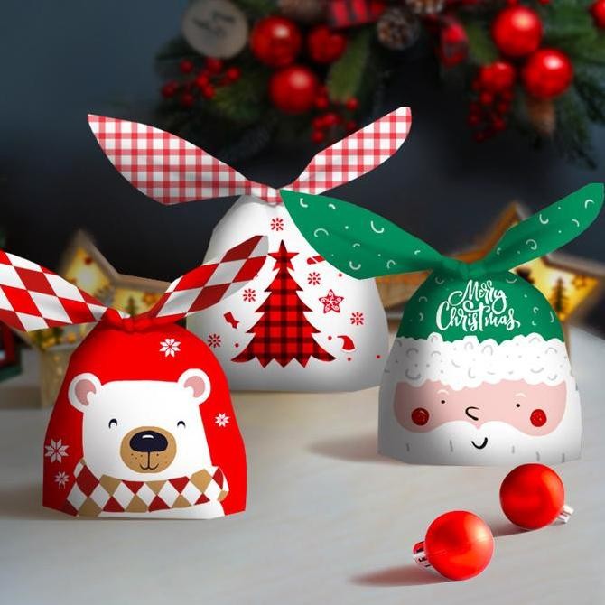 

bunny ear xmas goodie bag / plastic bungkus kue cookie candy natal