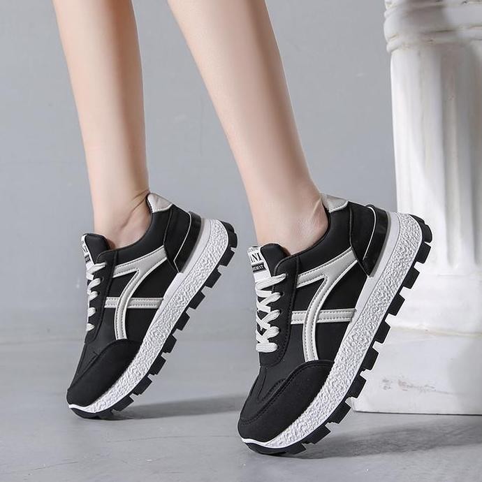 Canikorea Sepatu Anak Sekolah Sneakers Fullblack Edition Casual Shoes Fashion