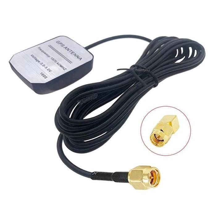 siap kirim antena gps receiver mobil 5 meter rg174 sma male jack 1575mhz