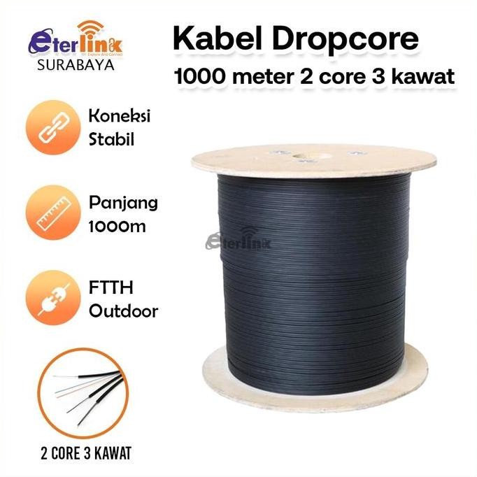 Fo 1000 Meter | 2 Core 3 Seling | Kabel Dropcore Fo Co
