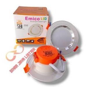 (Per Pcs) Emico Lampu Downlight Led Lamp 5 Watt 3 Warna Panel Light Ib Original