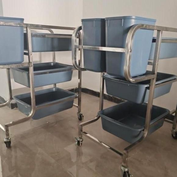 Troli Restaurant Pengumpul Piring Kotor Service Sampah Sendok - Troli+5Baskom Co