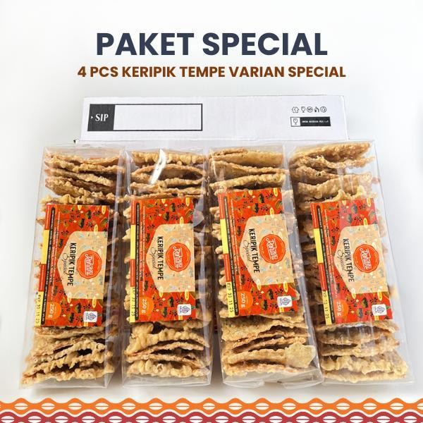 

FF PAKET SPECIAL - 4 PCS KERIPIK TEMPE ROHANI VARIAN SPECIAL - Snack, Camilan, Keripik