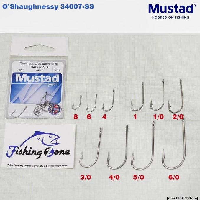 Mustad O'SHAUGNESSY Stainless Steel Hook 34007SS Mata Kail ujung tajam