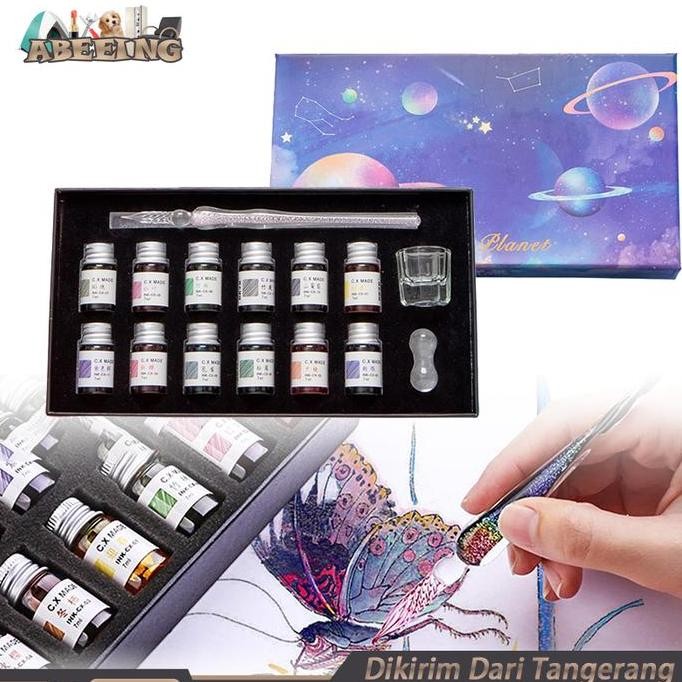 

PROMO! Set Pena Celup Kaca Kaligrafi Herbin Round Glass Dip Pen Calligraphy