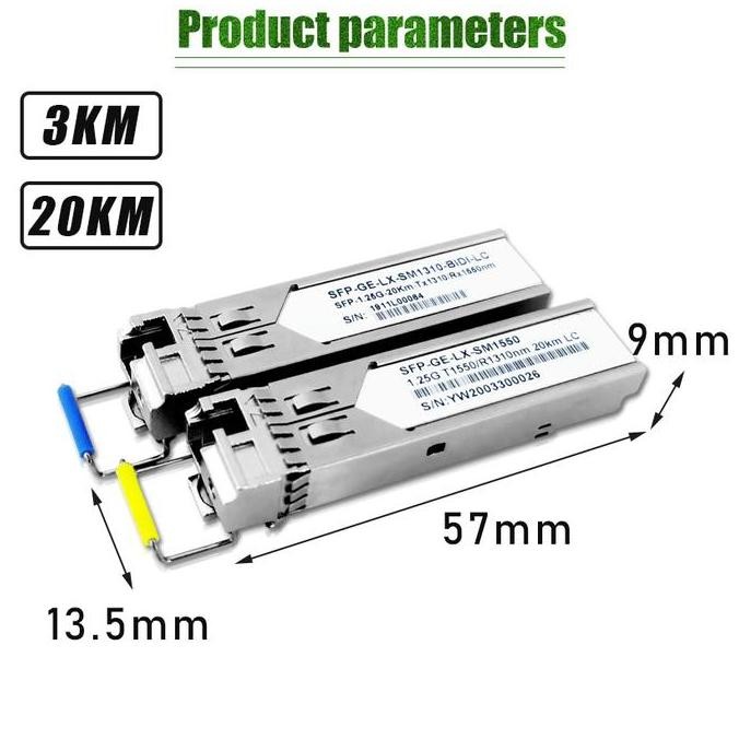 Sfp Single Mode Sc Connector Optical Fiber Transceiver Huawei Compatible Bidi 1.25G 1310/1550 3Km/20
