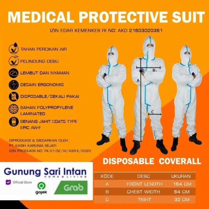 BAJU APD EMBA COVERALL SEAMSEAL KEMENKES