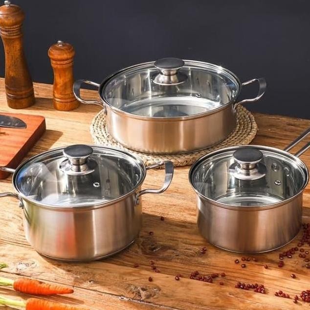 Panci Set Cooare Set Stainless Tebal