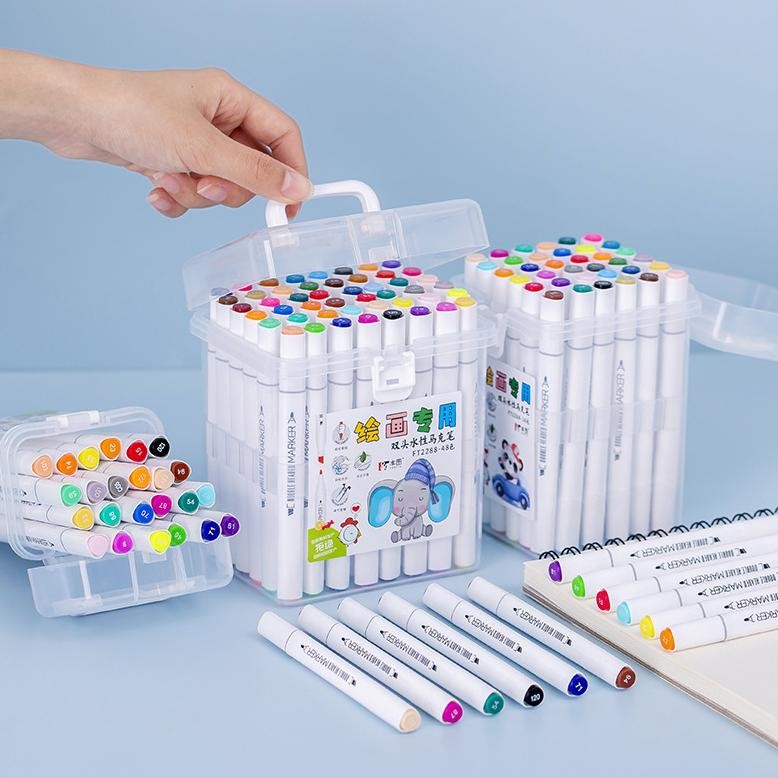 

1 Set 12/24/36/48 Warna Spidol Warna Sketch Marker 2in1 Spidol Sketsa Double Tip Siswa Sekolah Dasar Berkepala Dua Lukisan Pensil Cat Air seni Art Brush