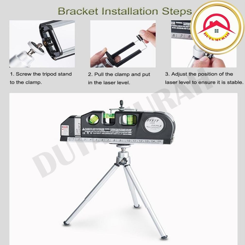 Meteran Laser Alat Pengukur Kemiringan Waterpass Penggaris Laser Tukang Bangunan Free Tripod