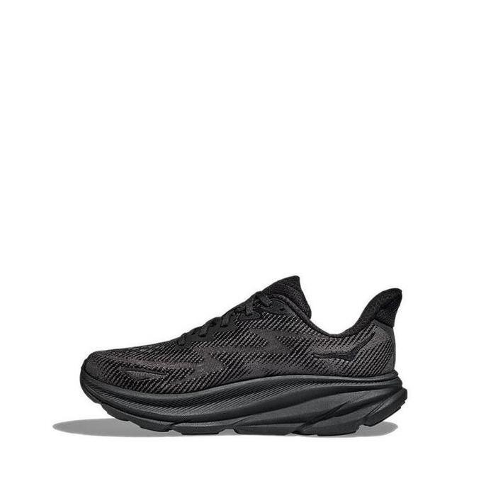 Promo SEPATU HOKA ONE ONE CLIFTON 9 FULL BLACK MEN'S RUNNING SHOES COD