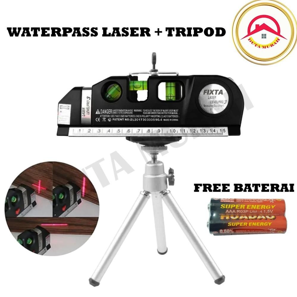Meteran Laser Alat Pengukur Kemiringan Waterpass Penggaris Laser Tukang Bangunan Free Tripod