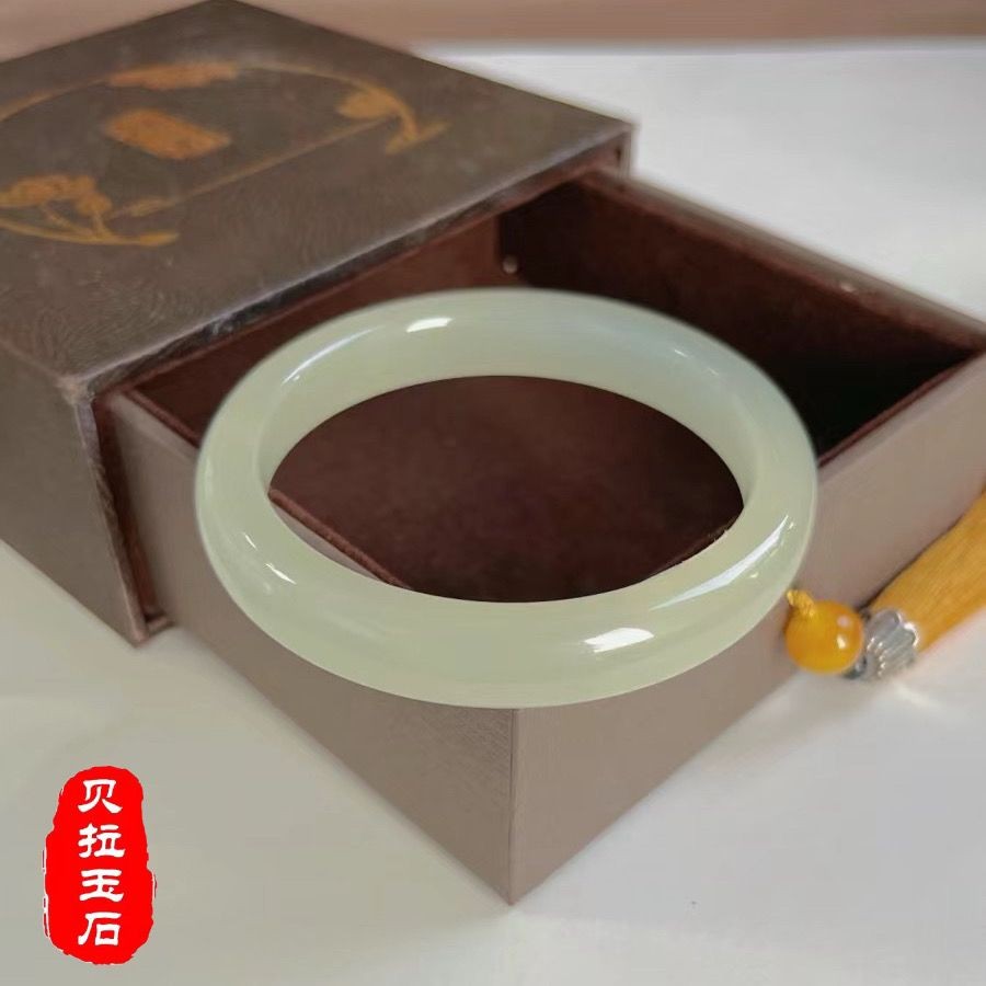 Natural Genuine Xinjiang Real Jade Bracelet Clear Water Green White Jade Bracelet Jadeite Girl Ice T