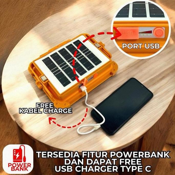 Lampu Solar Lampu Perkemahan Anti Air HujanUntuk Mengisi Daya Telepon Tenaga Surya Solar Cell Solar 