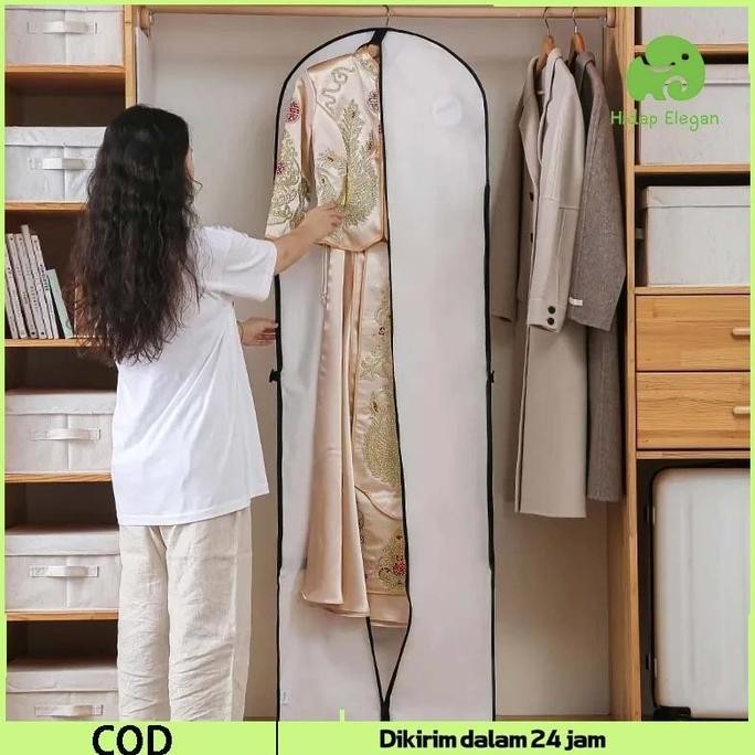 [Best] 180Cm Cover Gantungan Baju Anti Debu Panjang Cover Jas Cover Gaun Pengantin Cover Baju Sarung
