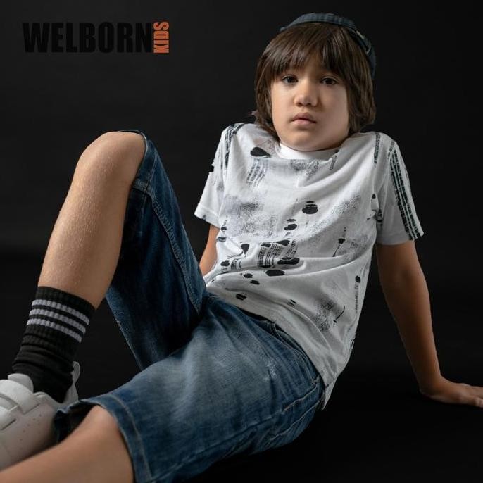 Welborn Kids Kaos Oblong Putih Abstrak