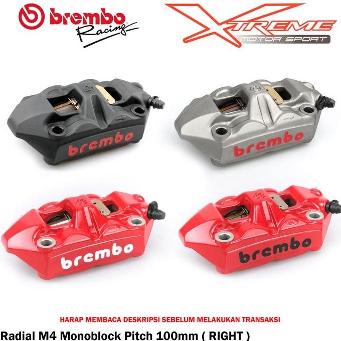 Kaliper Brembo Radial Monoblock M4 100 Mm Sebelah Kanan Only Original Brembo Italy