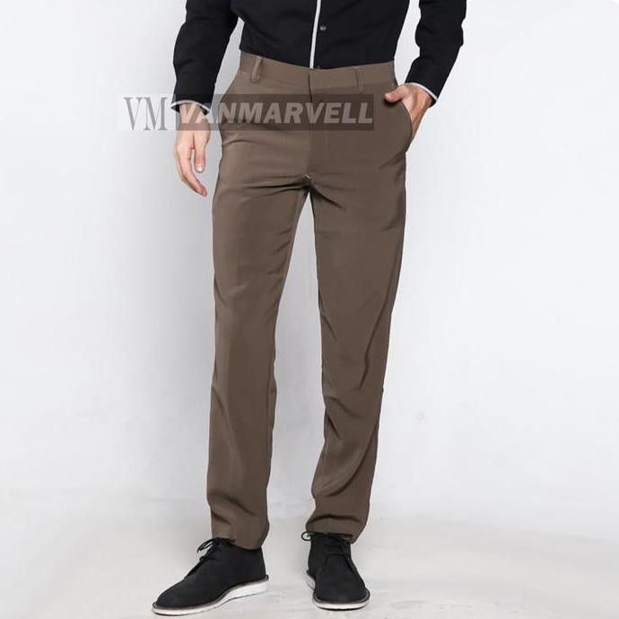 Celana formal pria slim fit size - celana kerja - coklat tua- cok muda