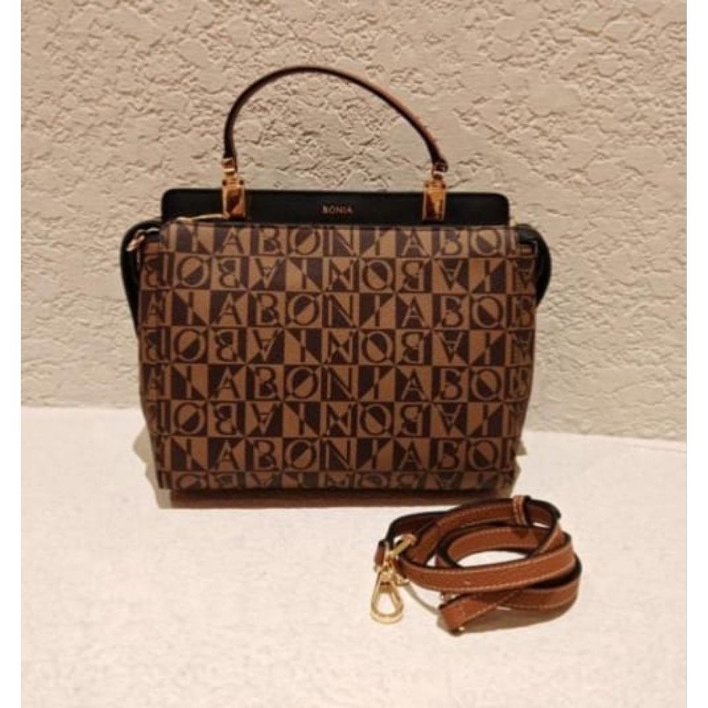 tas monogram Lis hitam Bonia ori