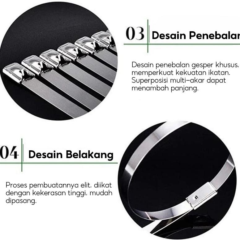 

Tubtap (100Pcs) Kabel Ties Stainless Steel 304/Cable Ties Ikat Besi Kabel Tis Steel Metal Tie Lock /Stainless Cable Ties 20/30/40/50Cm
