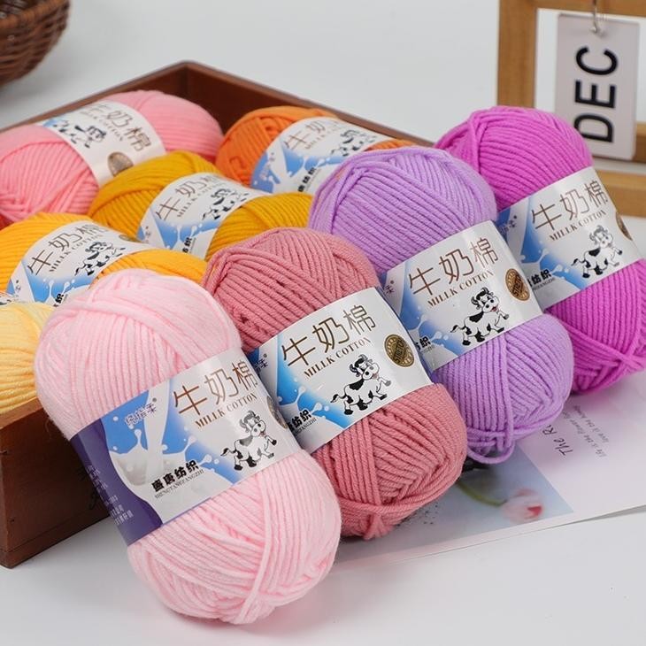 Madebybulat Paket Grosir 20 50 Pcs Benang Rajut Halus Milk Cotton 5Ply 50Gr