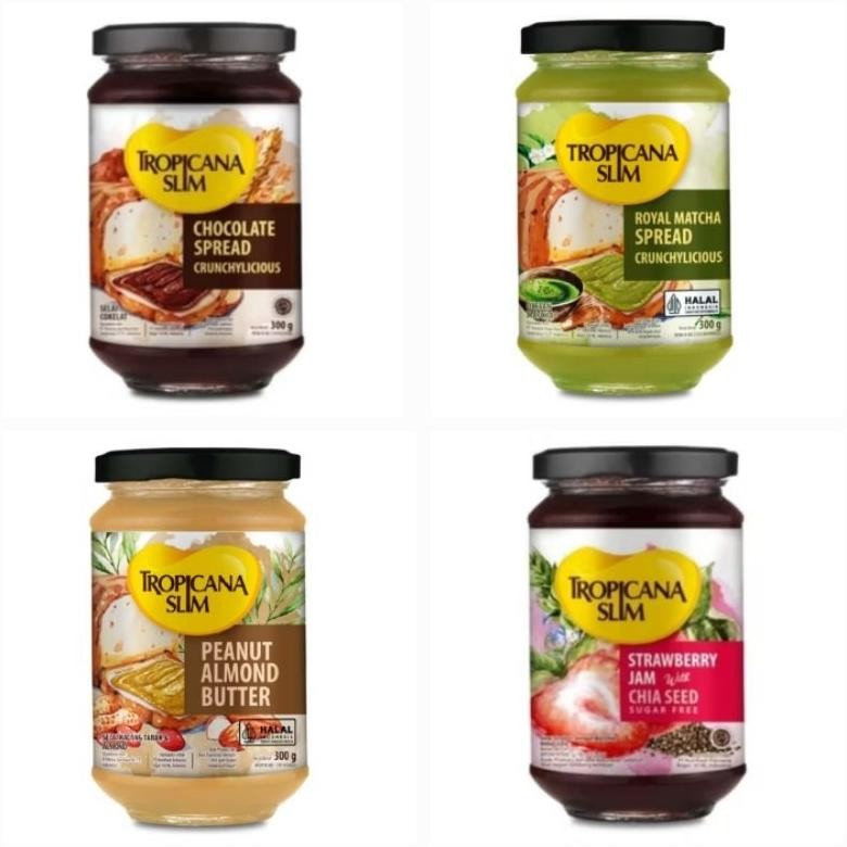 

Tropicana Slim Peanut Almond Butter / Chocolate / Royal Matcha / Strawberry (Selai) 300 Gr