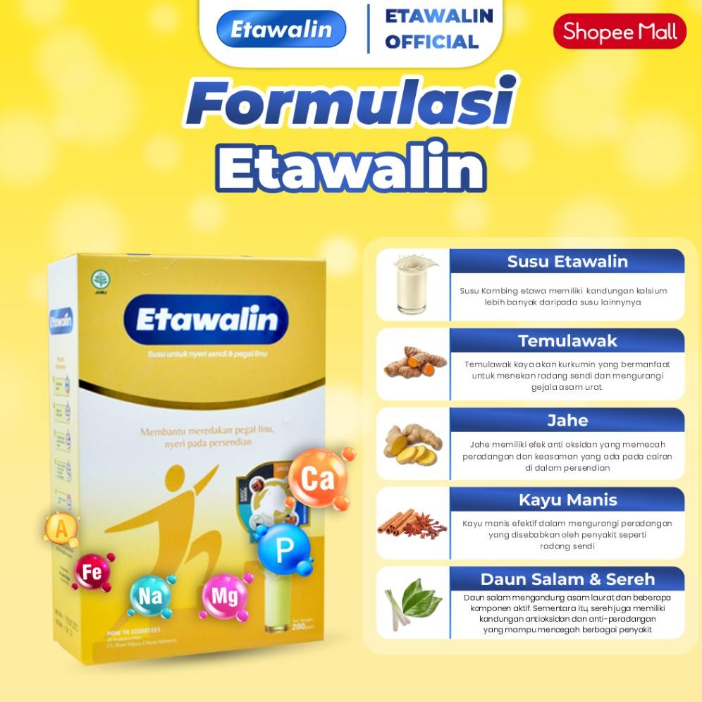 

Etawalin - Membantu Mengatasi Asam Urat, Rematik dan Nyeri Sendi 100% Original Alami Tanpa Efek Samping