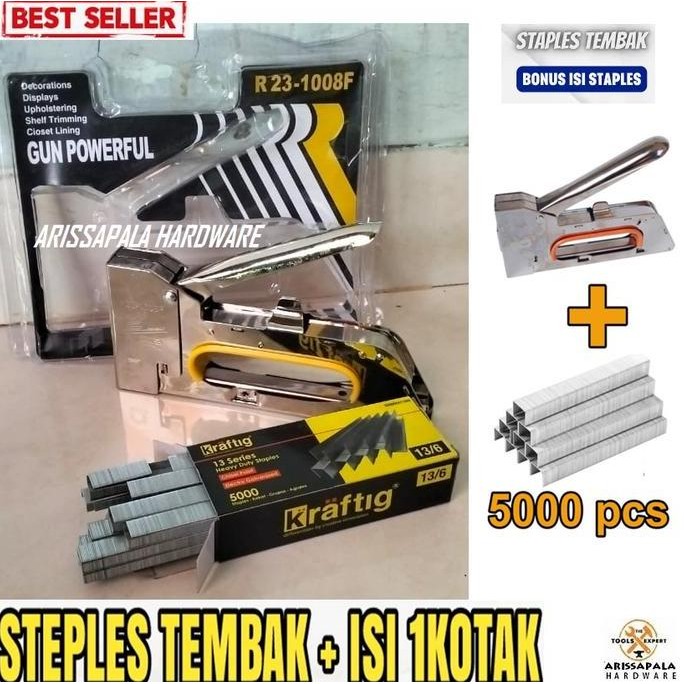 

Paket Staples Tembak Plus Isi 1 Kotak 5000 Pcs Steples Jok Kulit Sova Dekor Stapler Staple Gun Tacker Co