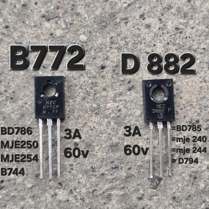 TRANSISTOR B772 D882 2SB772 2SD882 2SB B  772 2SD D 882 3A 600V BD786 B 786 MJE250 MJE 254 MJE254 MJ