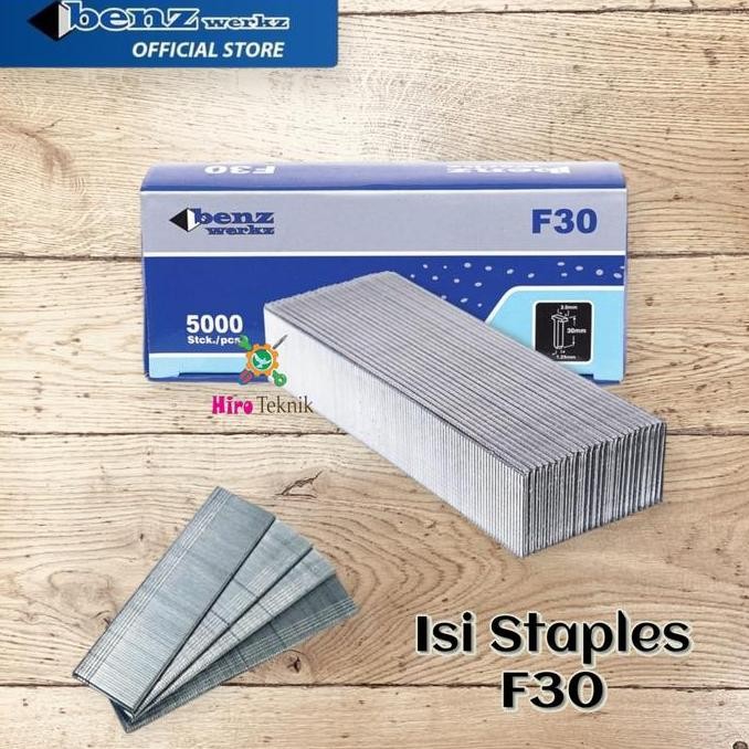 

Isi Stapler Gun F30 Isi Staples Refill Paku Tembak Lurus Air Nailer Benz Co