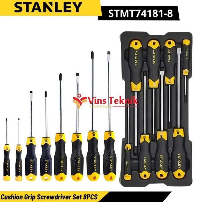 Cushion Grip Screwdriver Obeng Plus Minus Set 8Pcs Stanley Stmt74181-8 Co