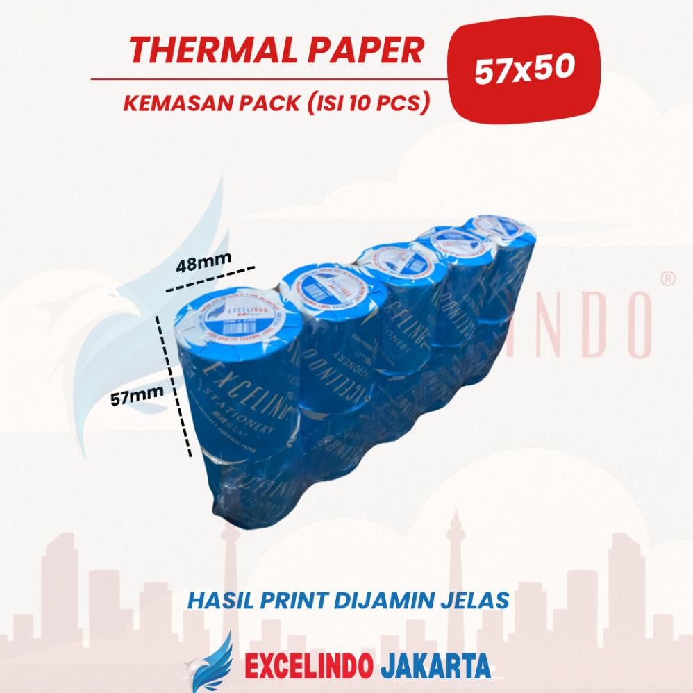 

DV59 }} (ISI 10 BIJI) EXCELINDO Kertas Kasir Thermal Paper 57x50 merk Excelindo HASIL PRINT DIJAMIN JELAS