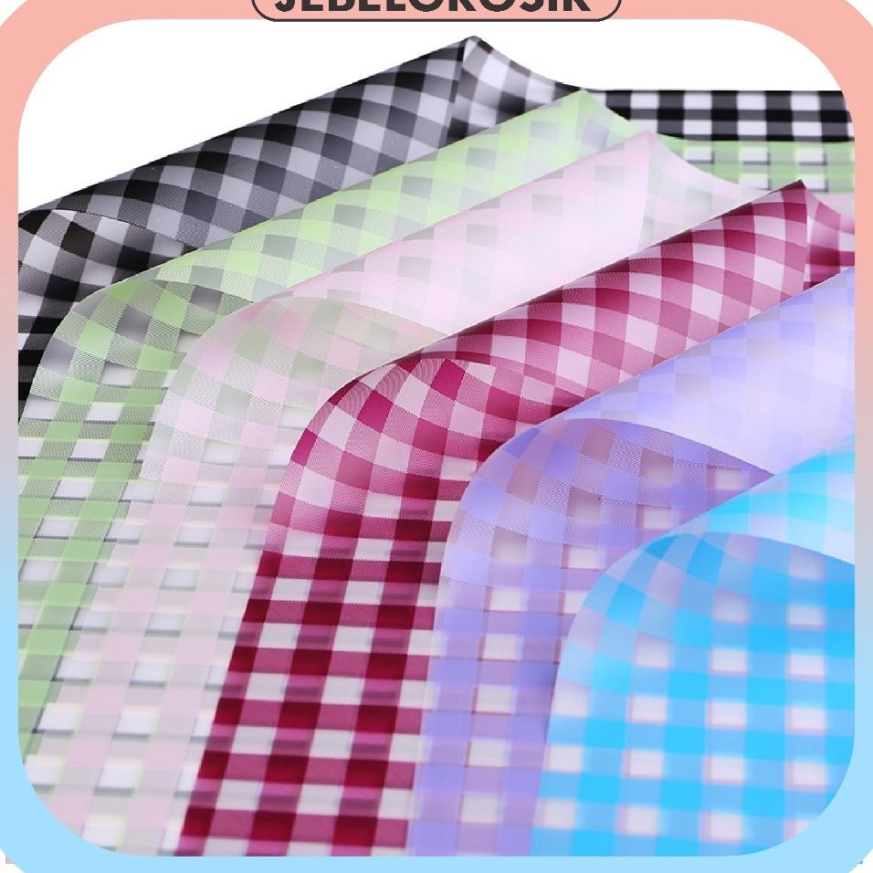 

20 Lembar Kertas Buket Kotak Plaid Square Cellophane Flower Wrapping Kertas Kado Kb6003
