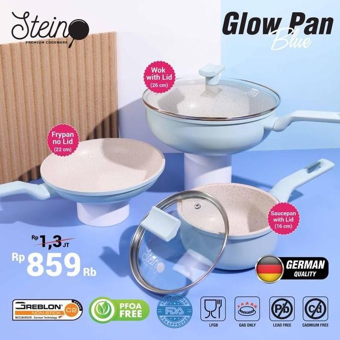 Promo Glow Pan Stein Cookware Greblon Coating