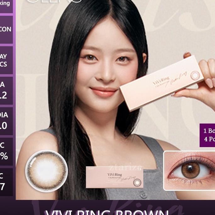 Ztarize Ready Sto Olens Vivi Ring Brown 1 Day Daily Soft Lens 1 Box 4P Olens X Blapink Jisoo Disposa