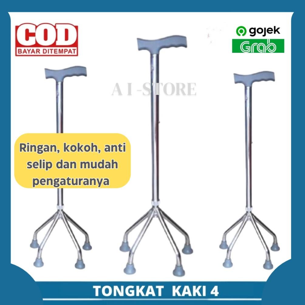 Sella Tongkat Jalan Orang Tua Kaki 4 Alumunium Kemenkes/Tongkat Jalan Alat Bantu Jalan Kaki 4 /Alat 