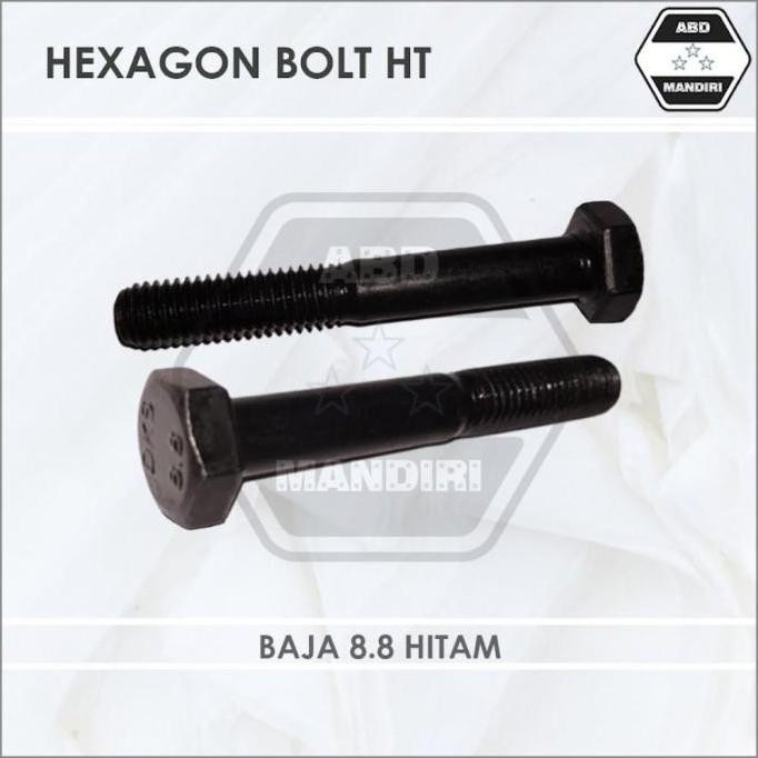 Baja Hitam 8.8 Baut Hexagon Halus M16 X 50 ( Hex Bolt ) M16X50 Ht