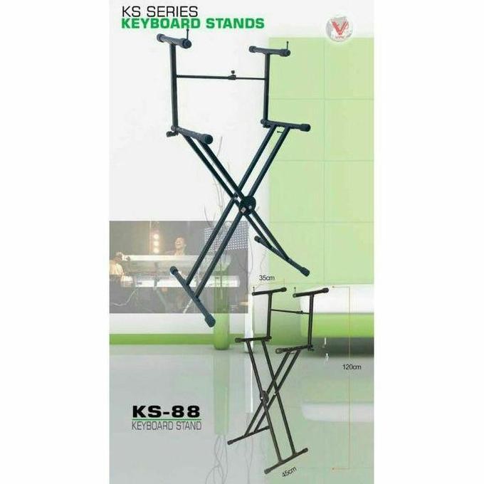 Terbaru Stand Keyboard Double Cross ( 2 Susun ) Vpk Ks-88 Keyboard Stand Ks88
