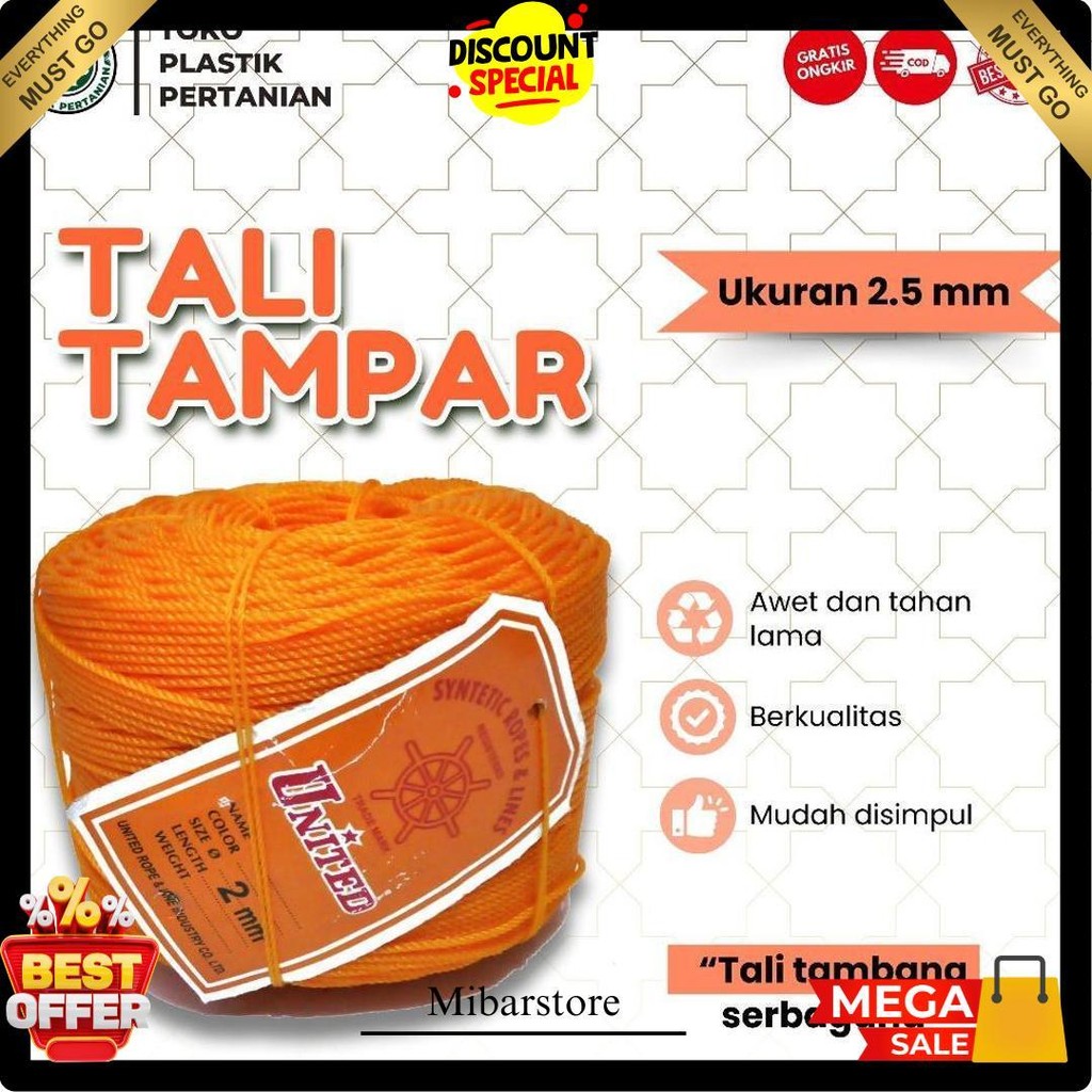 

Tali Tampar United Serbaguna Ukuran 2.5 Mm 1 Roll / Panjang 220 Meter Termurah Banget