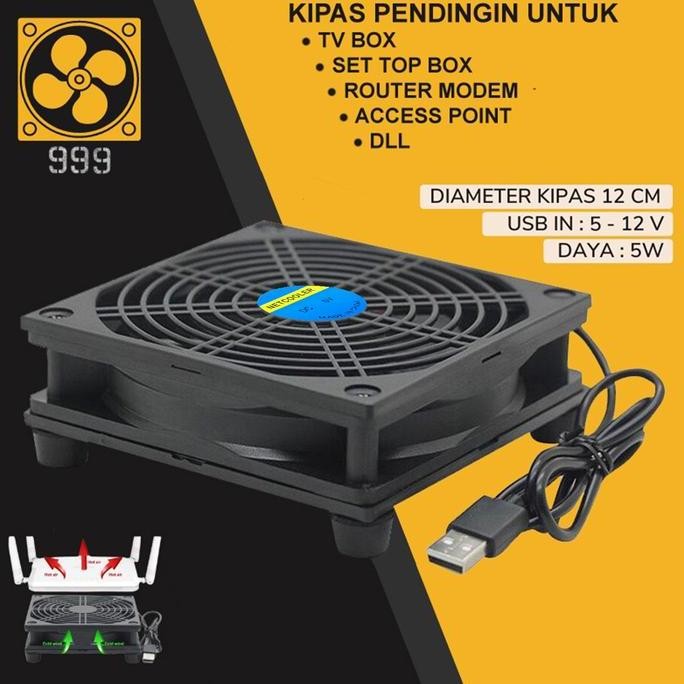 DV65 }} Cooling Fan Wifi Router Tv Box Kipas Pendingin USB Fan Cooler STB 12cm