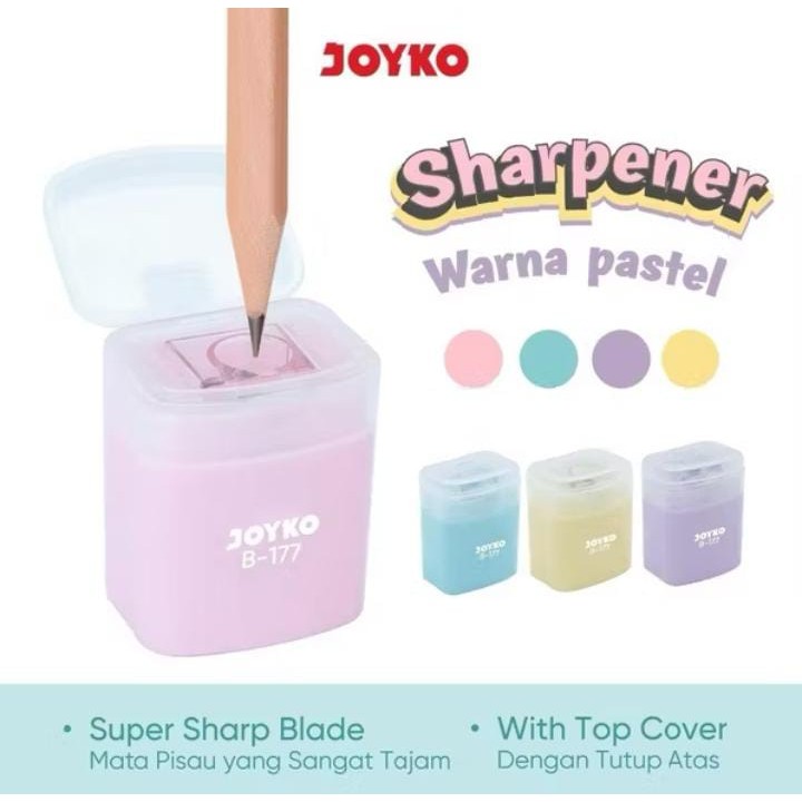 

( 1 PACK ) Rautan Serutan Sharpener B-177 PASTEL COLORS 1 PACK ISI 24 BIJI
