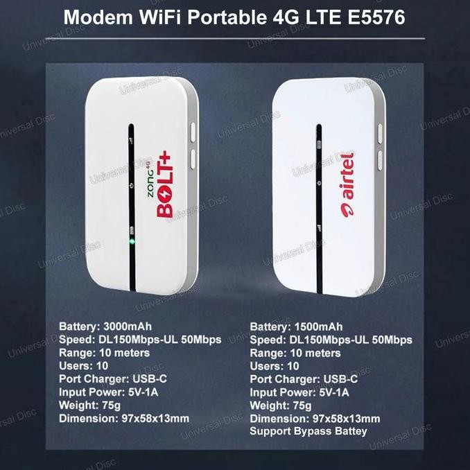 Modem Wifi Portable E5576 Bolt+ Mifi 4G Lte Support All Operator - Logo Bolt+