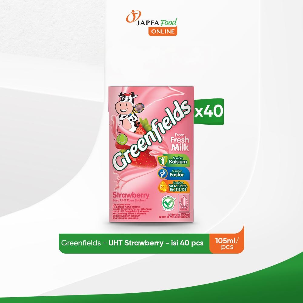 

Greenfields Susu UHT Strawberry 105 ml - isi 40 pcs - 100% Fresh Milk dari Greenfields Farm