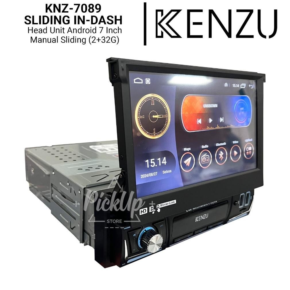 Terlaris Head Unit Android Single Din Kenzu-7089 Sliding Indash