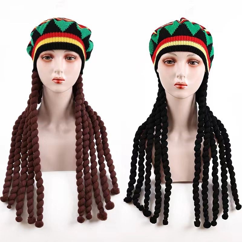 Topi Kepang Wig Wol untuk Pria dan Wanita