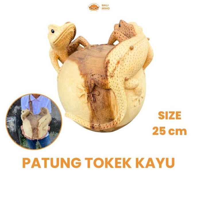 :::::::] Patung Tokek Bola Kembar JUMBO 25 x 25 cm - Patung Cicak Raksasa kayu - patung Tokek - Patu
