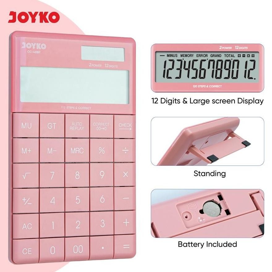 

Ryu-56 Qw-7 Gh-6 Kalkulator Joyko Cc 48Bp Pastel Color - Calculator Check & Correct 12 Digit (Bisa Cek Ulang) Berkualitas Ryu-56